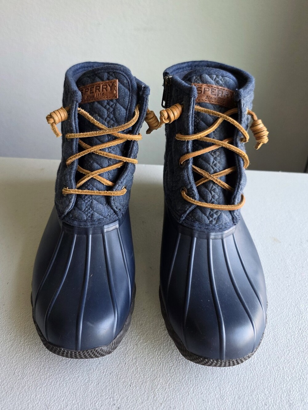 Sperry Navy Quilted Saltwater Duck Boots Waterproof Cabincore Gorpcore W 6M